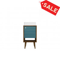 Manhattan Comfort 238BMC93 Liberty 17.71 Bathroom Vanity with Sink and Shelf in Rustic Brown and Aqua Blue